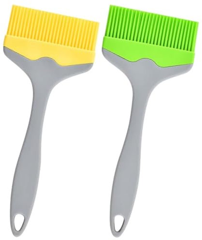 HZAOPZE Pennello in Silicone Extra Large per Pasticceria, Barbecue e Cucina - Resistente al Calore - Giallo e Verde