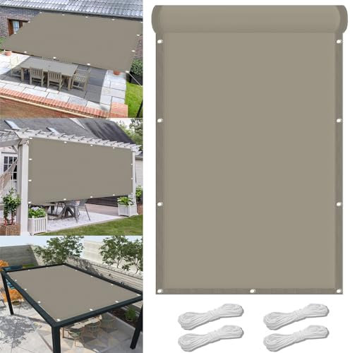 Rechteck Markise Garten Schattennetz 4.8 x 5.5 m,Sonnenschutz 98% Uv Schutz Windschutz Reißfest Wetterfest, Sonnensegel-Rechteckig für Balkon,Für Balkon Garten, Taupe