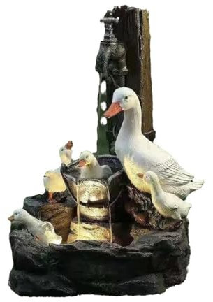 Genérico Estatua de jardín de Animales con Luces solares de jardín, Fuente de Agua de Ardilla/Pato, Fuente de Paisaje acuático Luces solares de Animales(Duck)