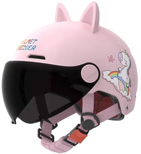 Kids Motorcycle Helmets,Toddler Open Face Bike Half Helmets with Visor,Youth Electric Scooter Bicycle Go-Kart Four Wheeler ATV Moped Helmet for Boys Girls,DOT Approved(Pink)