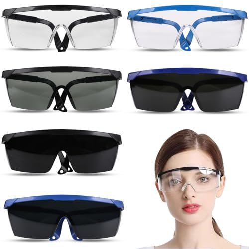 Dncvb 6Pcs Occhiali Protettivi, Occhiali di Sicurezza Trasparente, Occhiali da Lavoro Protettivi, Occhiali Protettivi per Protezione Antipolvere, Antiappannamento, Antigraffio e anti-spruzzo