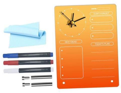 HAMPPLIES -termintafel Mit Uhr Löschtafel Schreibtischtafel Für Planung Dekorative Notiztafel Memo-schreibtafel -planertafel