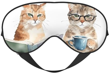 Augenmaske zum Schlafen, Literarische Katzen Schlafmaske mit verstellbarem Riemen