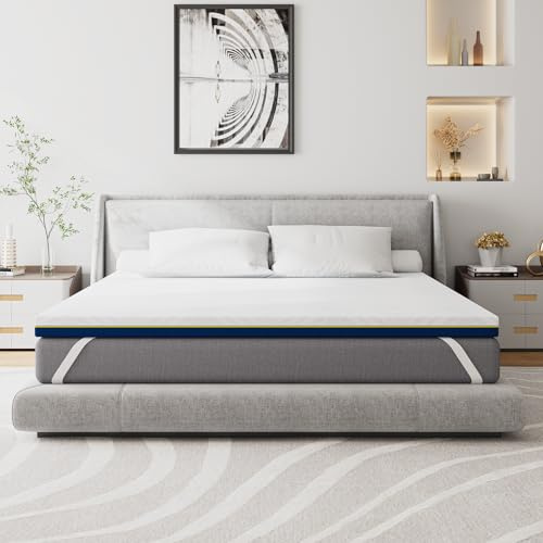 CEYIRO Surmatelas Mémoire de Forme Gel 140x190 cm, 7.5 cm Épaisseur, Haute Densité, Housse Hypoallergénique (Surmatelas 140x190x7.5cm)