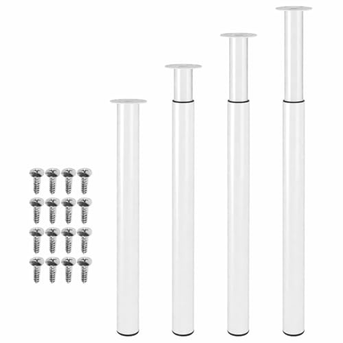 Jaxguom 71-110cm Tischbeine Metall,4er Set Weiß Tischfuß Höhenverstellbar, Tischfuss für möbel mit Schrauben, | Belastbar bis 200KG, für Sofa Möbelfüße Schreibtisch tischfüße
