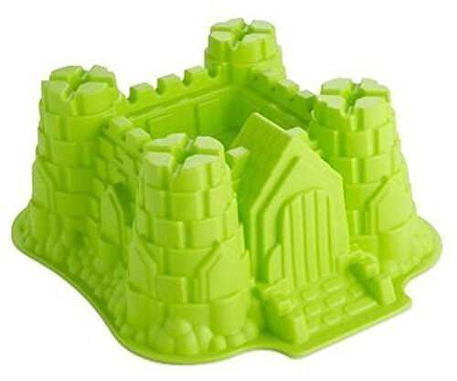 GMMH Silikonbackform Burg Schloss Form (Grün), Antihaft Kuchenform Kuchen Backform Brotbackform Obstbodenform