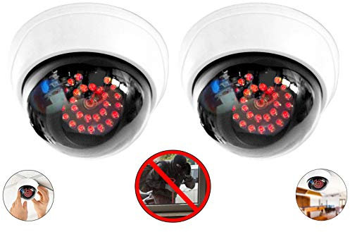 2X Kamera Attrappen Dummy Kameras mit 25 LED IR Stahler mit Fake Objektiv für den Innen- und Außenbereich Videoüberwachung Warensicherung