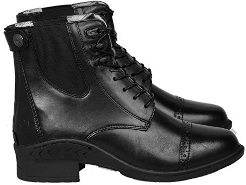 Bow & Arrow Ladies Paddock Boots | Women Chelsea Ankle Boots | Equestrian Zip Button Lace Up Riding Shoes With Cap Toe Low Block Heel | Made With Leather Material