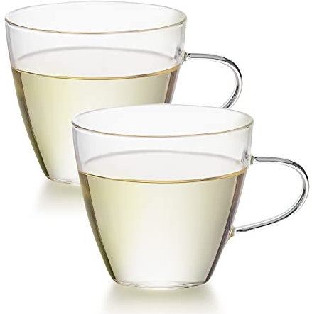CAPACITEA Clear Glass Cup with Handle, Heat Resistant, Dishwasher Safe, Espresso 150ml, 1 Pair (WG34)