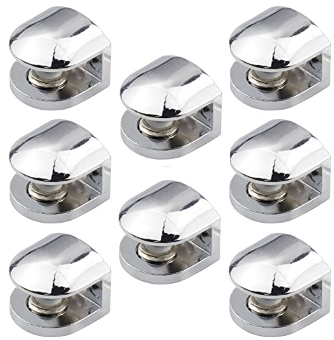 YunBey 8er Set Glasregal Halterung – verstellbar, 6-8mm | Zinklegierung, rostfrei & stabil. Verstellbar für 6-8 mm Glas. Einfache Montage. Für Küche, Bad & Wohnzimmer.