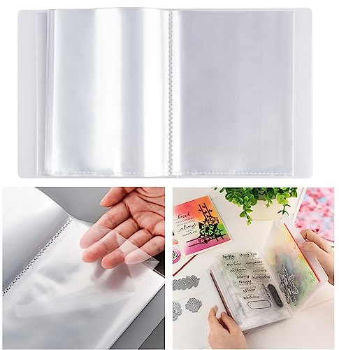 Briartw Almacenamiento de álbumes, tamaño A6, transparente, almacenamiento de fotos, troqueles de corte, organizador de libros, carpeta organizadora de libros, mini folleto de almacenamiento con 40
