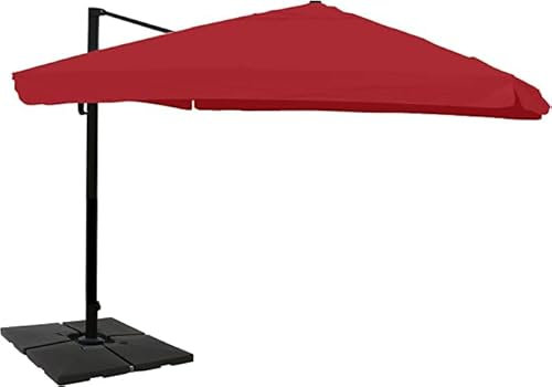 Décoshop26 Parasol de Restauration 3x4m (Ø5m) Polyester/Aluminium 26kg Bordeaux avec Pied 04_0003536