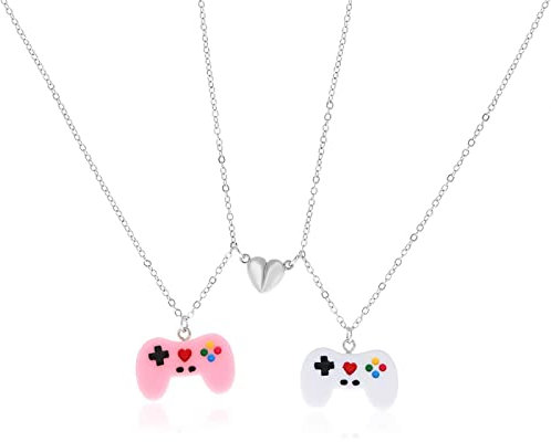 Halskette Ketten Schmuck Herren Frauen Anhänger necklace Spielkonsolenanhänger herzförmiger Game-Controller Paar Halskettefür Frauen Schmuck Stil1