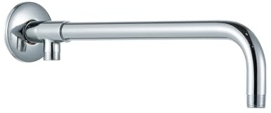 OFFO Shower Arm with Brass Holder 40cm(16 inch) Universal Wall-Mounted Replacement Shower Arm for Fixed Shower Head and Rain Shower Head, Chrome