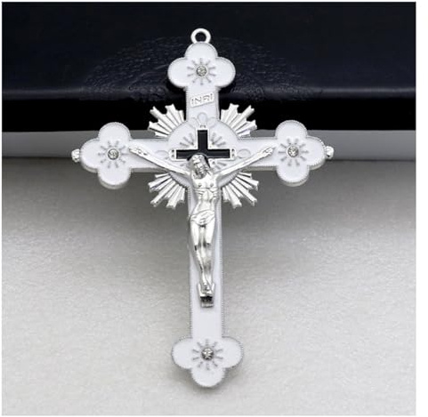 FUWQEPA Guld katolska väggkors, Jesus Kristus kors kristet kors bön kyrka dekor hängande krucifix