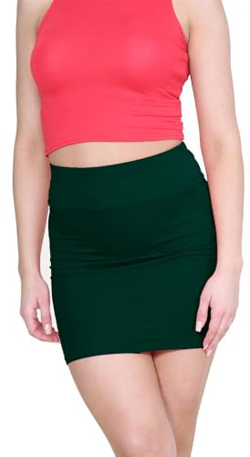 janisramone® Ny bodycon minikjol, stretchig hög midja mikropennkjol, vanliga avslappnade sommarkjolar, snygga damfestkläder, grön (Bottle green), 32/34 SE
