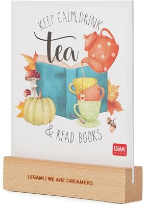 Legami - Table Calendar, 12 Months, English Language, 2026 Calendar with Wooden Base, 12 Sheets of High Quality 300gsm Card (one per month), 10.5 x 13 x 2.5 cm