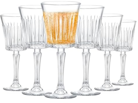 6 PCS 6.9 Ounce Champagne Flutes, Long Stem Crystal Glasses Elegant Champagne Glasses for Weddings Celebrations and Mimosas, Premium Quality Design Perfect for Toasting and Party Use