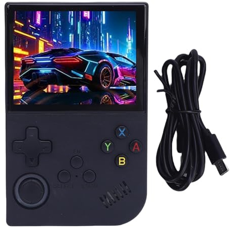 Tomotato Console de Jeu Portable Rétro, Écran 3,5 Pouces 640x480, Processeur Quad-Core, Batterie 3500mAh 8h Autonomie, Émulateurs Integrés, pour Jeux Vidéo Classiques sous Linux (128g)