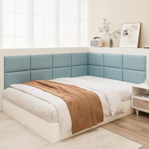 Headboards Wall Panel for Twin, Self-Adhesive 3D Wall Panels, Upholstered Wall Panel for Bedroom/Living Room (9.84 in X 23.62 in)(Blue),N,23.62 x 9.84/4 Pcs