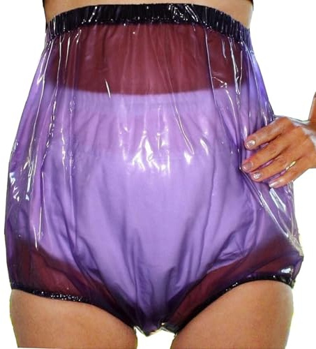 Transparente Inkontinenzunterwäsche Aus Kunststoff, Wasserdichte Windelüberhose Für Erwachsene, Geräuschlos Und Auslaufsicher, WaschbarPurple,XL
