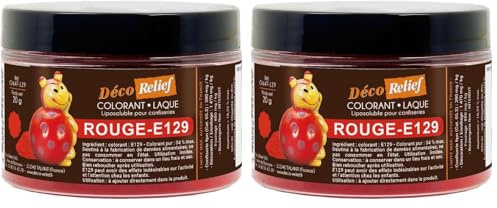 Déco Relief - Colorant Soluble Rouge Tomate 20 g - Colorant Professionnel pour Confiserie à base de Chocolat, Pâtisserie (Lot de 2)