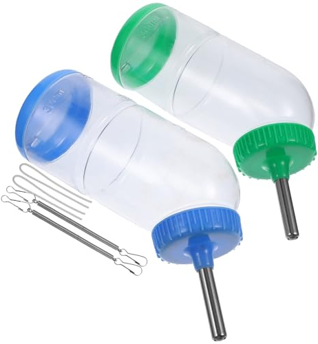 COMPUKAS 2pcs Leakproof Pet Water Bottle for Guinea Pigs and Rabbits, Bite-resistant Plastic and Stainless Steel Drinking Fountain, for Pet Supply Use Random Color