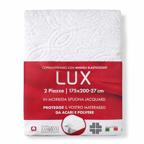 Bifulco x Zambaiti Coprimaterasso Art. LUX in Spugna Jacquard 100% Cotone con Angoli Elasticizzati Made in Italy – Singolo, Una Piazza e Mezza e Matrimoniale (Matrimoniale)