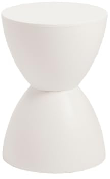 Euro Style Sallie Indoor/Outdoor Stool or End Table | Modern Hourglass Accent Style | UV- Protected Plastic Extra Seating or End Table for Patio, Balcony, Poolside, Entryway, or Living Room | White