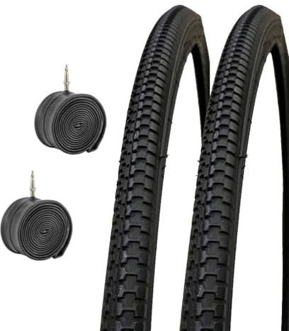 2 pneus noirs + 2 chambres pour vélo vélo City Bike Route 27 x 1 1/4 (32 – 630)