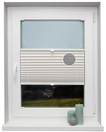 Plissee auf Maß Thermo für alle Fenster Montage in der Glasleiste Blickdicht mit Spannschuh Sonnenschutzrollo Cremeweiß Breite: 81-90 cm, Höhe: 101-150 cm