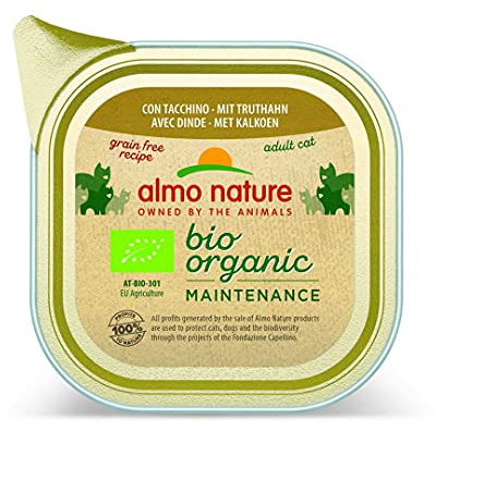 Pet Things almo nature - Vassoio per gatti con tacchino biologico, 85 g, confezione da 19