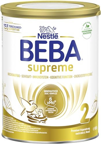 BEBA SUPREME 2 Folgemilch nach dem 6. Monat, Babynahrung mit 6 HMO Komplex, nur Laktose, ohne Palmöl, 1er Pack (1 x 800g)