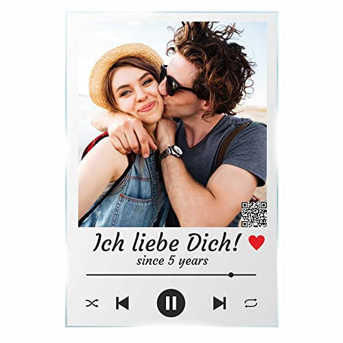 INDIGOS Musik Bild - Song Cover - XXL - 80x60 cm - personalisiert - Geschenk - Acrylglas - für Frauen & Männer - individuell mit Wunsch Foto und Wunsch Text - Fotogeschenk für Sie & Ihn