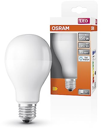 OSRAM Lampada LED Classic LED Classic A150 presa E27, forma di pera, fr, lume 2452, luce diurna bianca, 6500k, sostituzione lampadine venzionali da 150 W, non dimmerabile, pacchetto da 6 anni