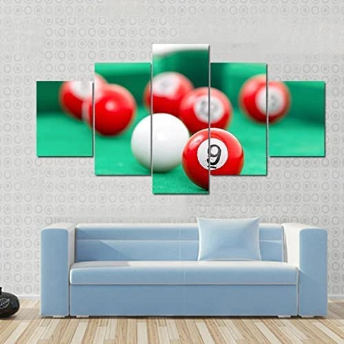 Bilder Snooker Grüner Snooker-Tisch (Xl/Mit Rahmen 150 X 100 Cm) Vlies Leinwandbild 5 Tlg Kunstdruck Modern Wandbilder -Wanddekoration Design Wand Bild - Für Wohnzimmer Schlafzimmer Esszim -4I3I-H7R