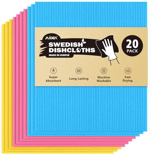 AIDEA Swedish Dishcloths for Kitchen, 20PK, Reusable Paper Towels, 7×6
