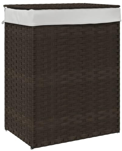 vidaXL Wäschekorb mit Deckel Dunkelbraun 46x33x60 cm Poly Rattan