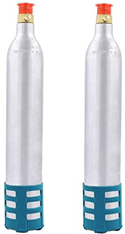 Kliplinc Pack of 2 0.6 L Soda Maker Refillable Soda Accessories for Soda Machines, Blue + Silver