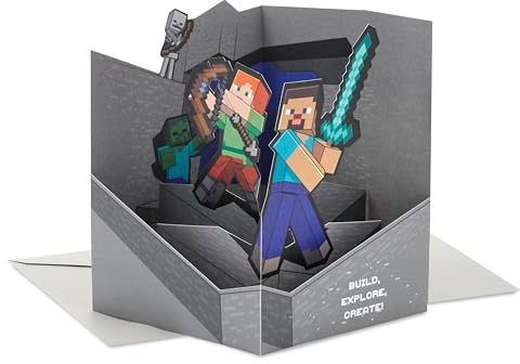 Hallmark Minecraft Pop Up Birthday Card for Kids (Build Explore Create)