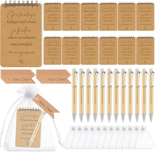 Nezyo 12 Set Dankeschön Geschenk für Kollegen Abschiedsgeschenk für Kollegen, Notizbuch Stift, Geschenk für Erzieherin Lehrer Schüler Abschlussgeschenk(Großartige Kollegen sind schwer zu finden)