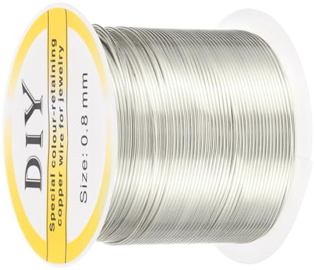 sourcing map 0.8mm/20 Gauge Copper Wire for Jewelry Making, 1 Roll Craft Tarnish Resistant Beading Wire for Jewelry Making Supplies DIY (Silver)-22m