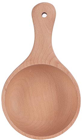 DIRBAK Saladier en bois avec poignée, bol à fruits et nouilles de style japonais, vaisselle de cuisine faite à la main en bois de hêtre pour les maisons et les restaurants