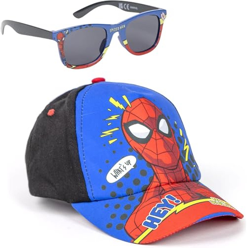 Gorra y Gafas de Sol Marvel Set Infantil Original para Niñ@s Unisex - Gorra y Gafas Avengers Accesorios Verano Gafas Protección UV y Gorra Ajustable