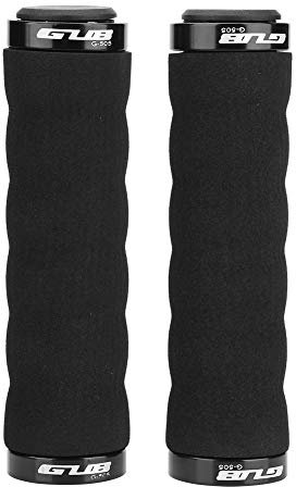 Dilwe 1 Paar Fahrradgriffe, Anti Rutsch Schwamm Lenkergriff mit Lock-On Ring für Radfahren Mountain Road Bikes(Schwarz)