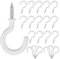 AFASOES 50 Pcs Metal Ceiling Hooks, 2 Inch Screw in Hooks White Mug Cup Hooks Plastic Coated Hook Screw in Ceiling Hooks Heavy Duty Screw Hooks Cup Screw Hooks for Outdoor Kitchen Garden, White