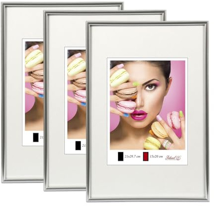 IDEAL TREND 2er 3er 5er Pack Photo Style Set Bilderrahmen Wanddeko Collage Poster Kunststoff Rahmen: Farbe: 3er Pack Silber | Format: 40x60