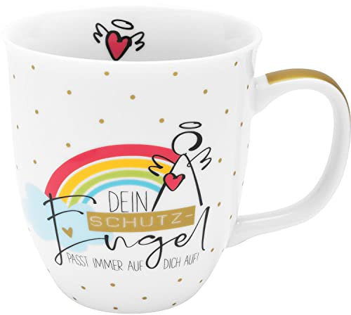 GRUSS & CO Tasse Motiv Engel | Sprüchetasse, Porzellan, 40 cl | Geschenk Taufe, Kommunion, Schutzengel, Regenbogen | 47772