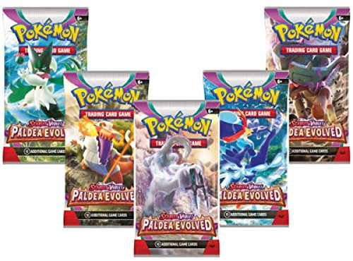 Pokémon TCG Scarlet & Violet Paldea Evolved Booster Packs x5 | 10 Official Pokemon Cards per Pack | Chance to Find V, VMAX & Legendary Pokémon | Trading Card Game Expansion Set