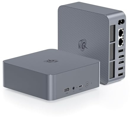 Beelink EQR5 Mini PC, AMD Ryzen 5 5500U (6 núcleos/12 Hilos) hasta 4.0 GHz, 16 GB de RAM DDR4, SSD NVME de 500 GB, microcomputadora 4K a 60 Hz, Pantalla Dual, LAN Dual de 1000 M, WiFi6 BT5.2